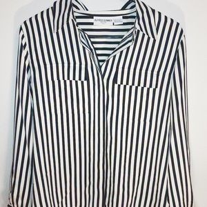 Black and white stripped long sleeve button up